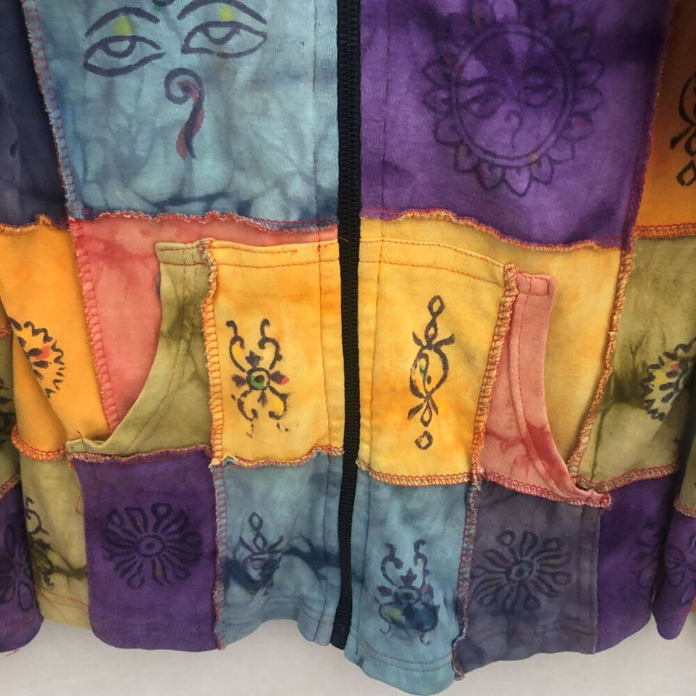 Rising International Patchwork Nepal Boho Hoodie … - image 4